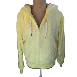STEVE MADDEN Boucle Fleece‎ Zip Up Hoodie Jacket Pale Yellow Size M